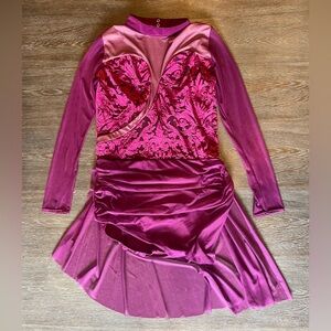 Elegant Pink velvet leotard Dance Competition